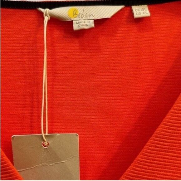 BODEN Ribbed Knit Orange V-Neck Dress NWT - Picture 9 of 12
